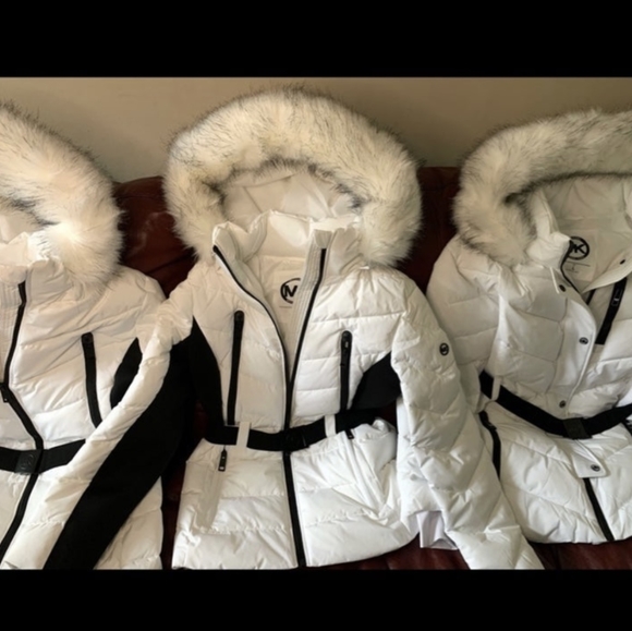 NWT Stunning Michael Kors Belted White Winter Coat Designer MK Jacket S M L XL - Picture 5 of 16